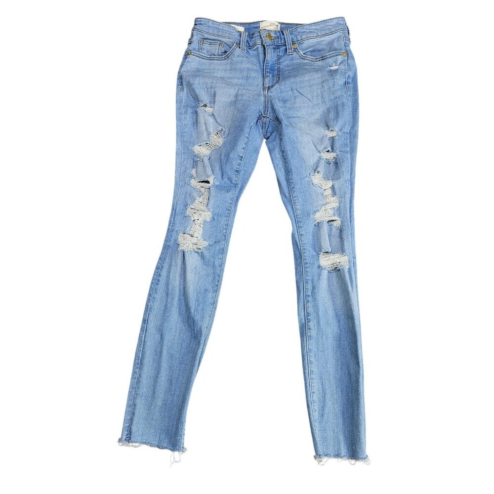 Universal Thread Mid Rise Skinny Jeans Womens 4/27R Light Wash Distressed Denim